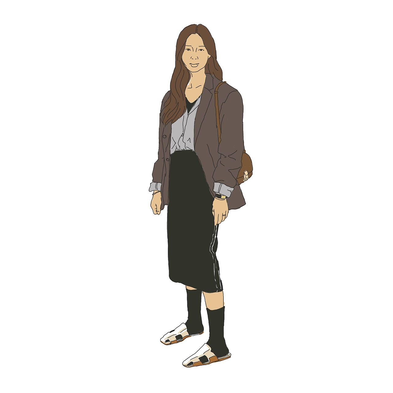 时尚插画—早春穿搭(女生)含线稿过程图（图ZMTA1NjE4MzYw） - 新锐潮流插画 - 站酷设计师1993hl原创素材 - 站酷ZCOOL
