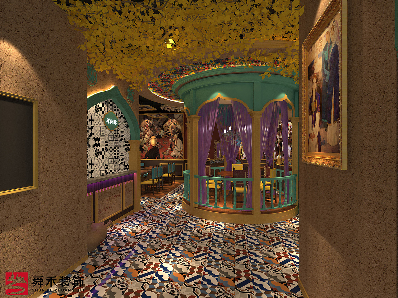 济南特色主题异域风格新疆餐饮店装修装饰设计效果图
