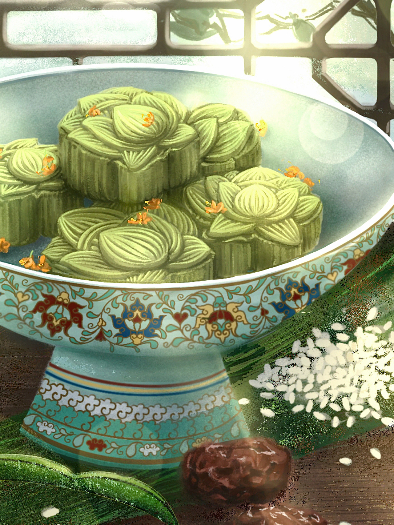 国风插画&插画包装｜绿豆糕（图ZMzAwODg2NDQ0） - 商业插画 - 站酷设计师芥子yueyue原创素材 - 站酷ZCOOL