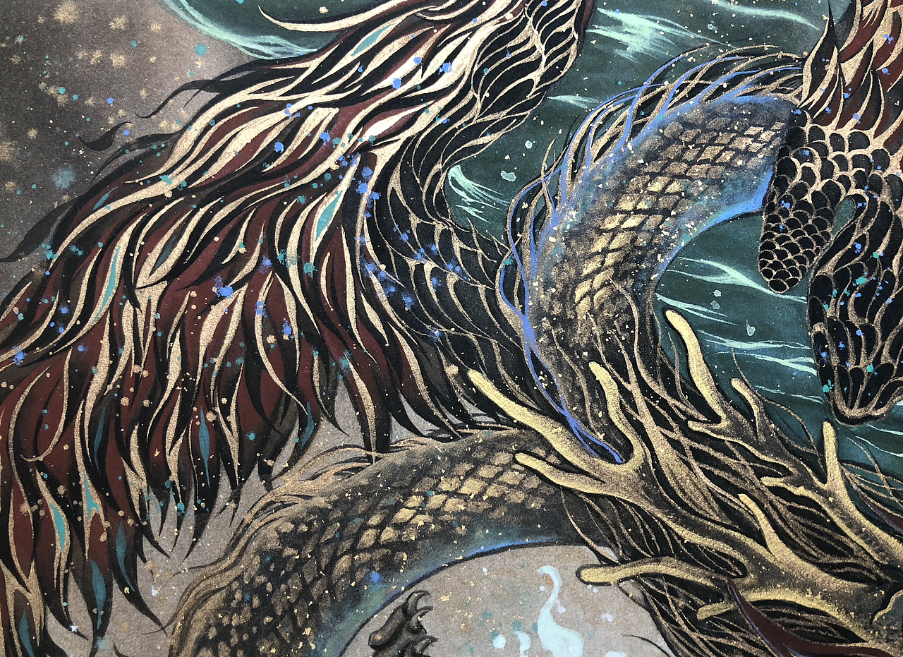 白树原创手绘山海经系列之应龙