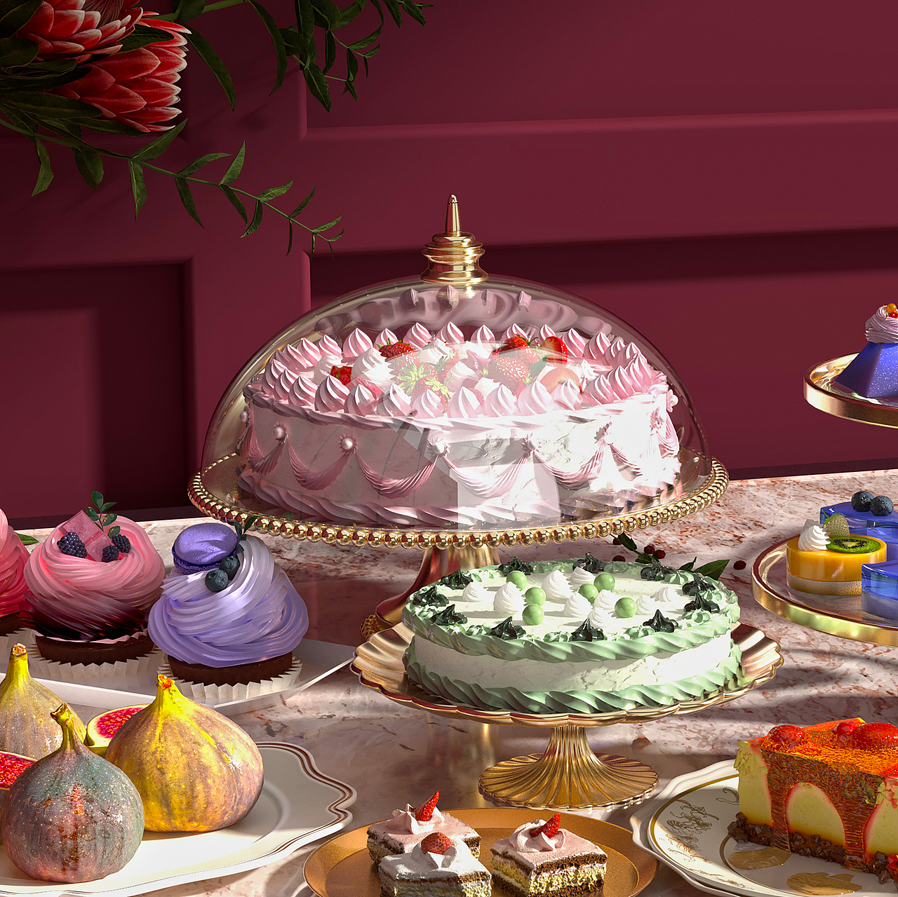 一桌下午茶|三维|场景|asaanemone_原创作品-站酷zcool