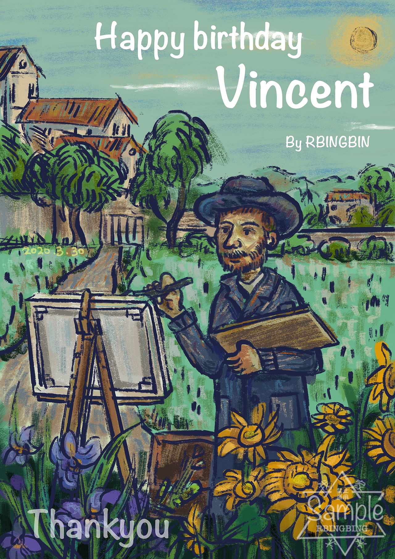给梵高的生日卡片（图ZMjAzMTM4NTky） - 商业插画 - 站酷设计师我家冰冰原创素材 - 站酷ZCOOL