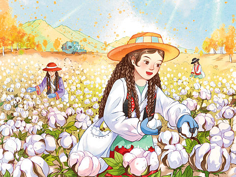 仿水彩儿童插画