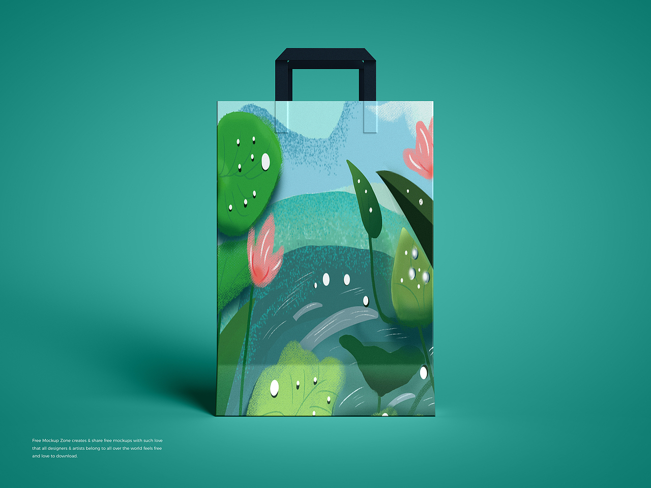 荷塘清新绿色包装插画系列展示图