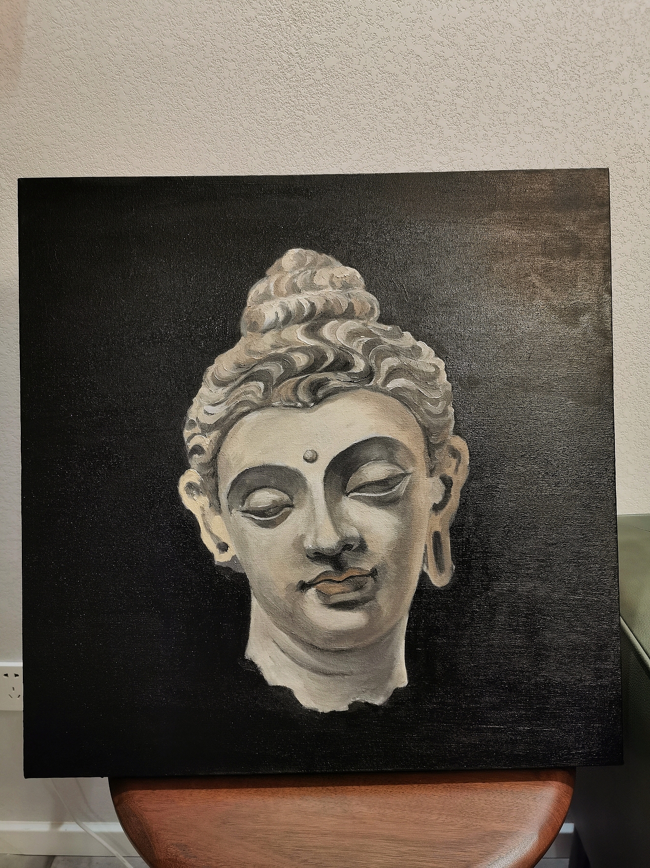 原创作品纯艺术绘画油画佛头艺术装饰画人类小陈拟人化576pandastr