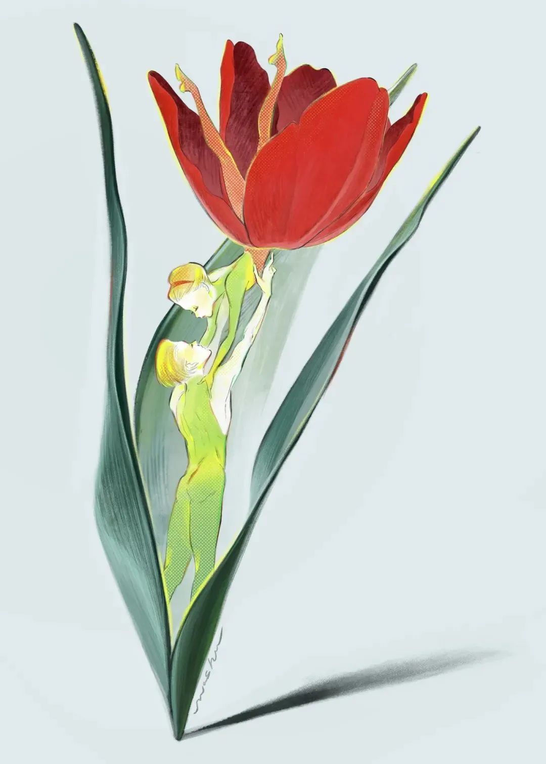 植物拟人!这位插画师把每朵花画成一个花仙子