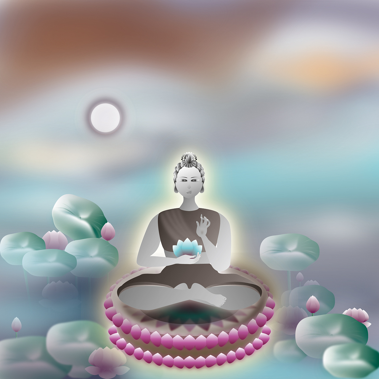 佛教 荷花 背景 素材 ai 矢量图