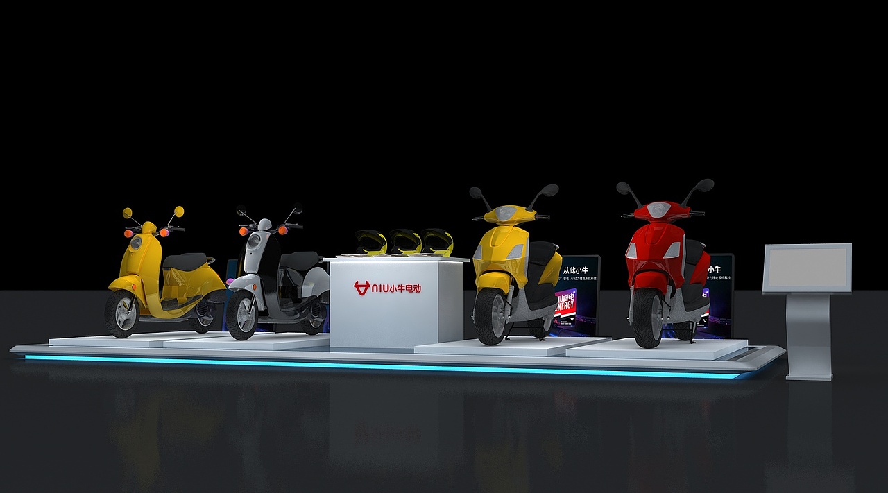 电动车展位展台3d效果图