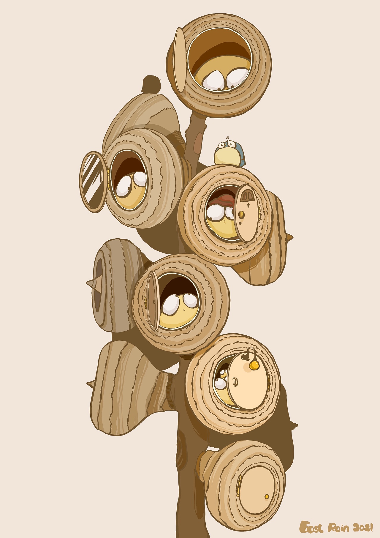 原创插画古灵精怪的种子