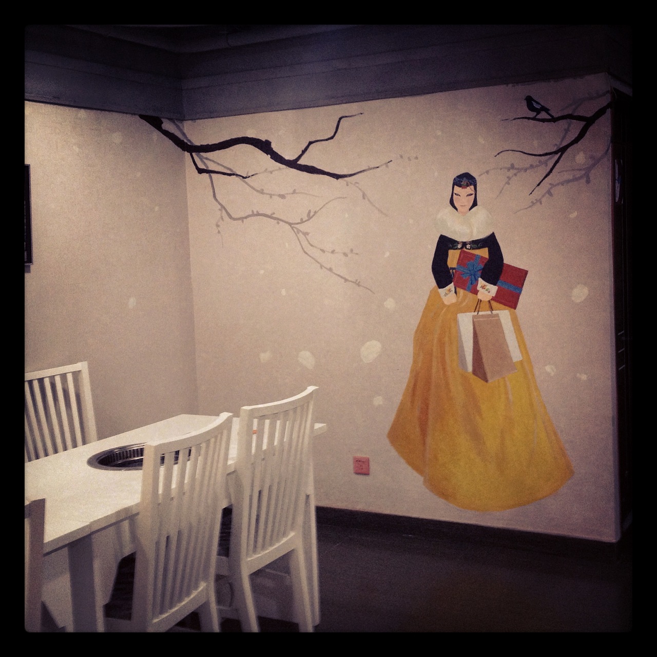 韩国烤肉店墙绘