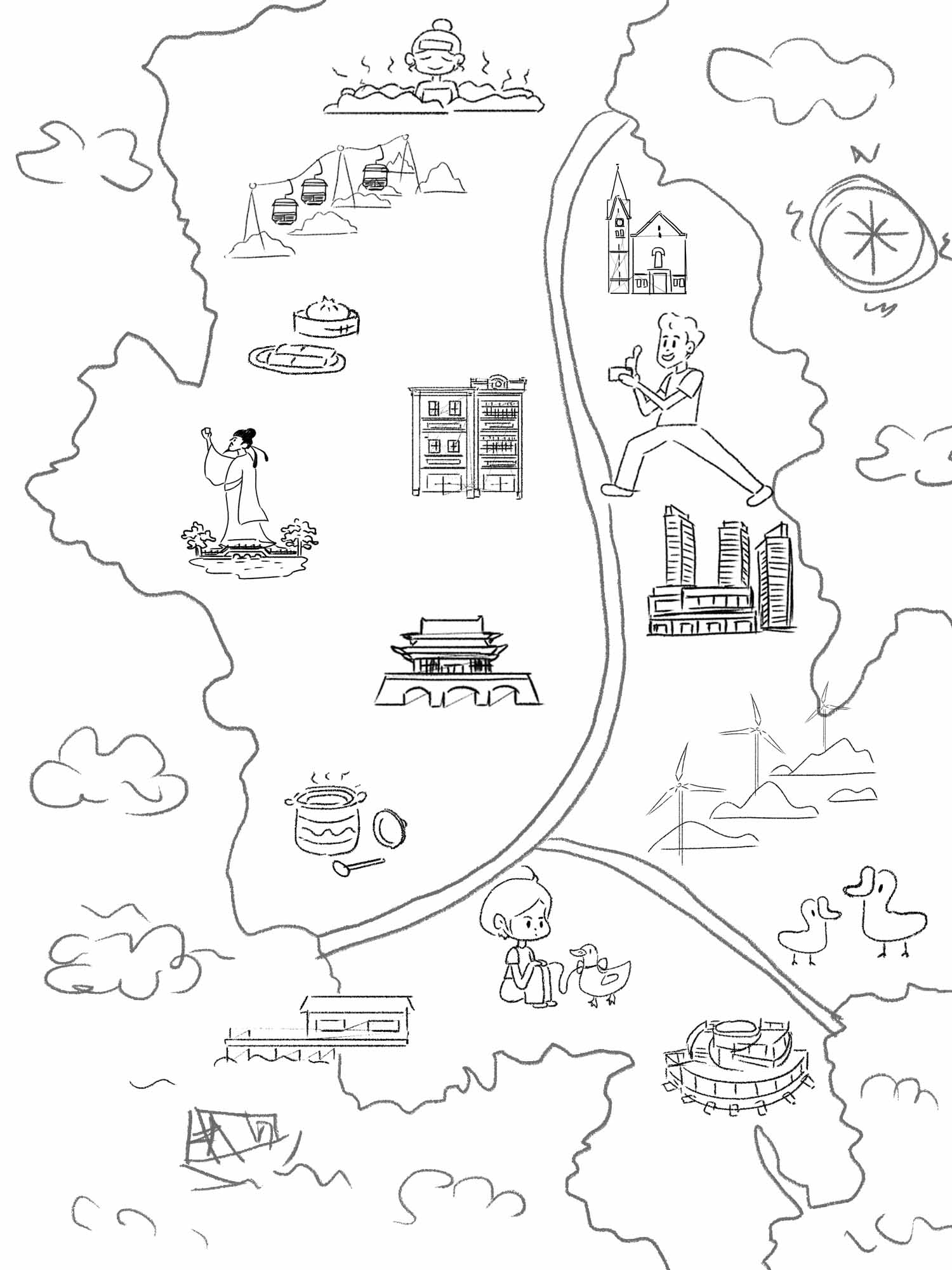 城市地图简笔画卡通版图片