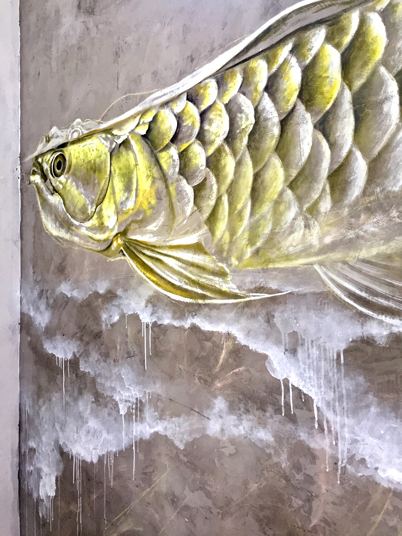 水泥墙绘壁画作品【大鱼】