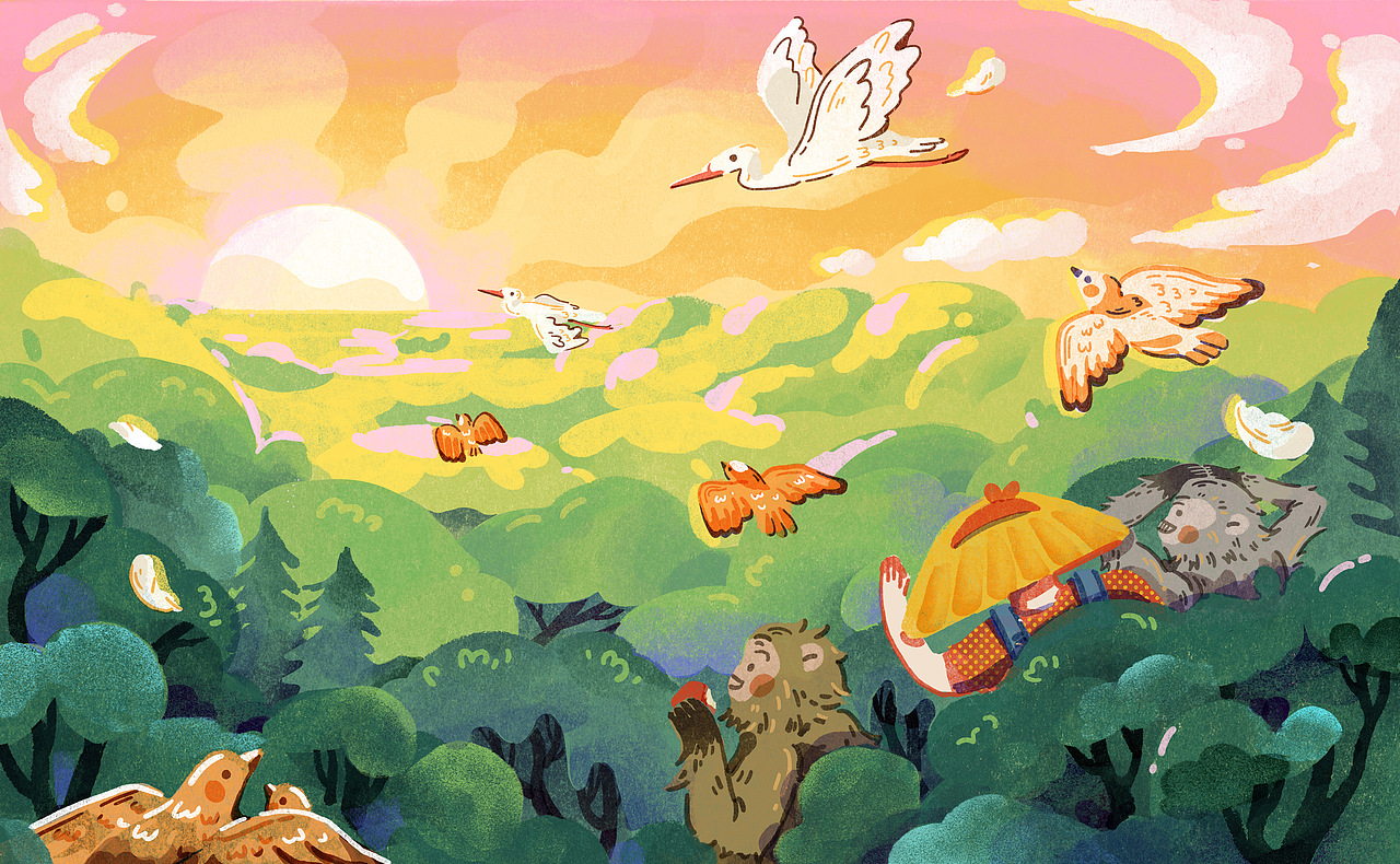 白鹭-儿童商插系列（图ZMzc2OTQzNTg4） - 商业插画 - 站酷设计师笑x_illus原创素材 - 站酷ZCOOL