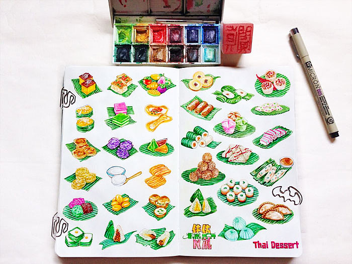 【This is Thailand】泰国手绘游记插画(图ZNDg3NDY5Mjg=) - 商业插画 - 站酷设计师阗真原创素材 - 站酷ZCOOL