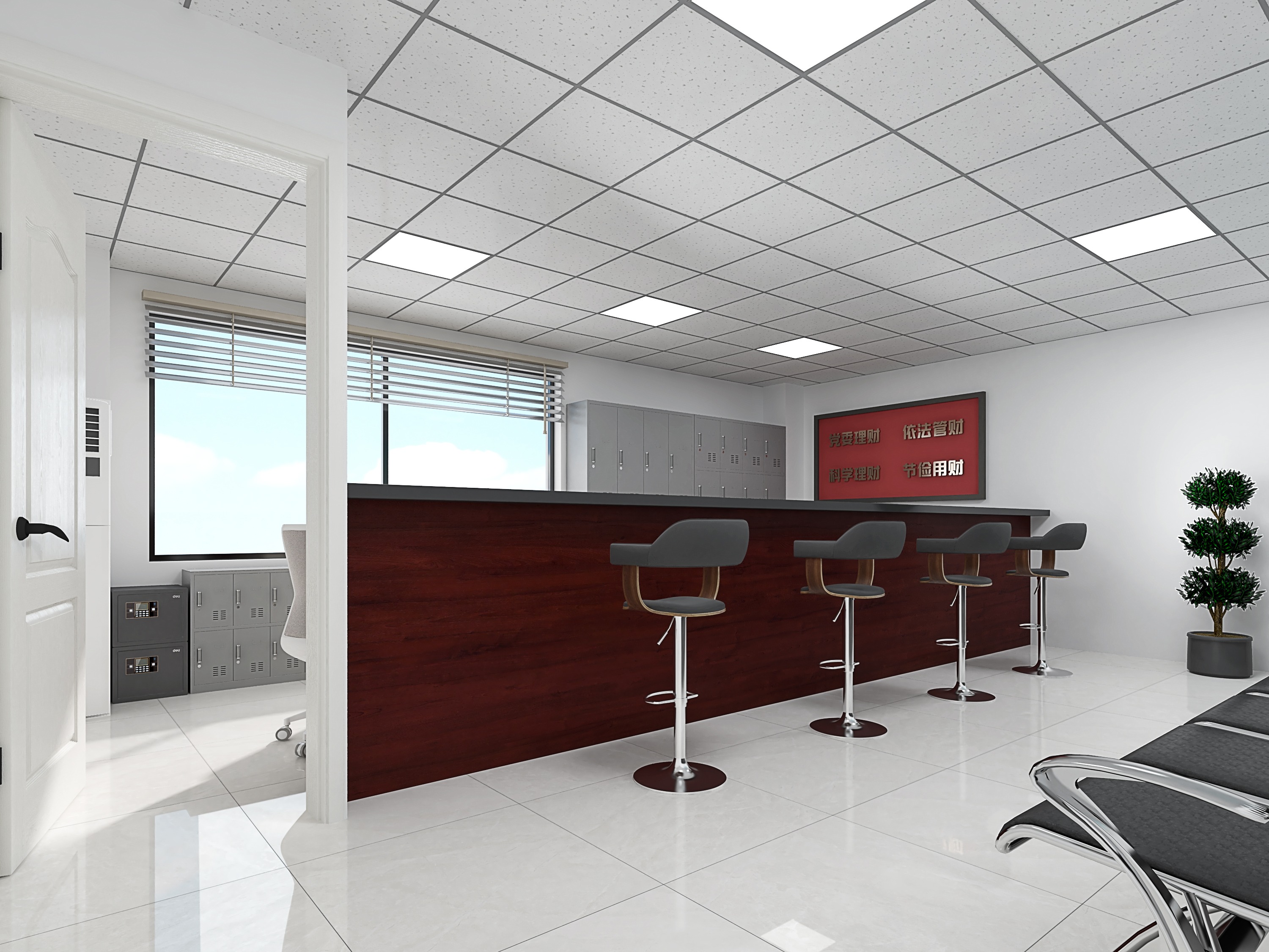 财务办公室红木办公家具 – 设计本装修效果图