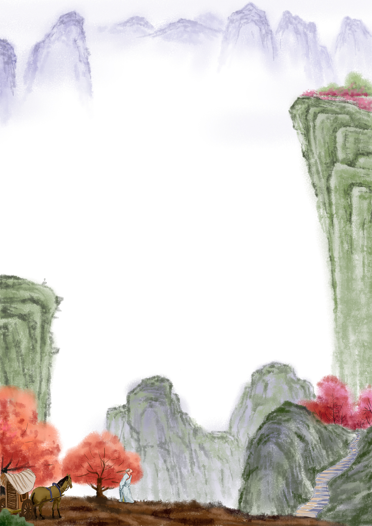 版绘水墨古诗配图