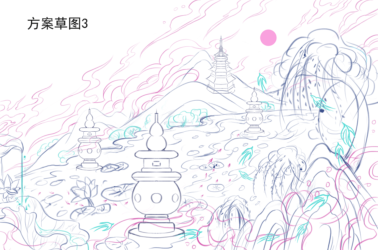 三潭印月丨西湖龙井 礼盒插画设计_禹你-站酷zcool