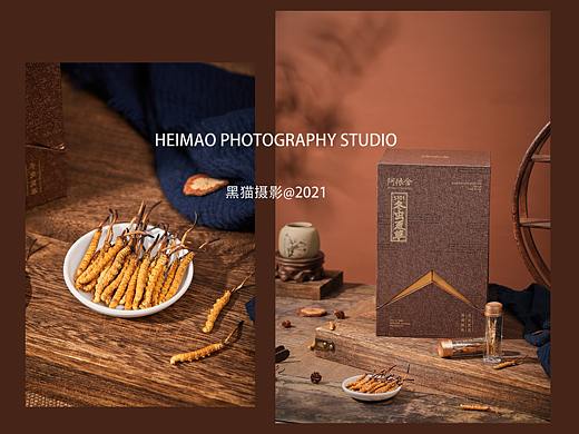 中式复古美食摄影-冬虫夏草礼盒-滋补品拍摄