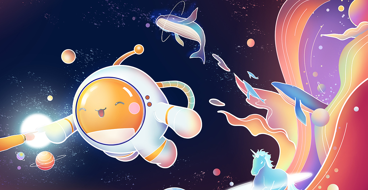 一种风格尝试插画（1）---2021杭州漫展CC畅想主画面（图ZMjg2MTkwOTI4） - 商业插画 - 站酷设计师饮光君原创素材 - 站酷ZCOOL