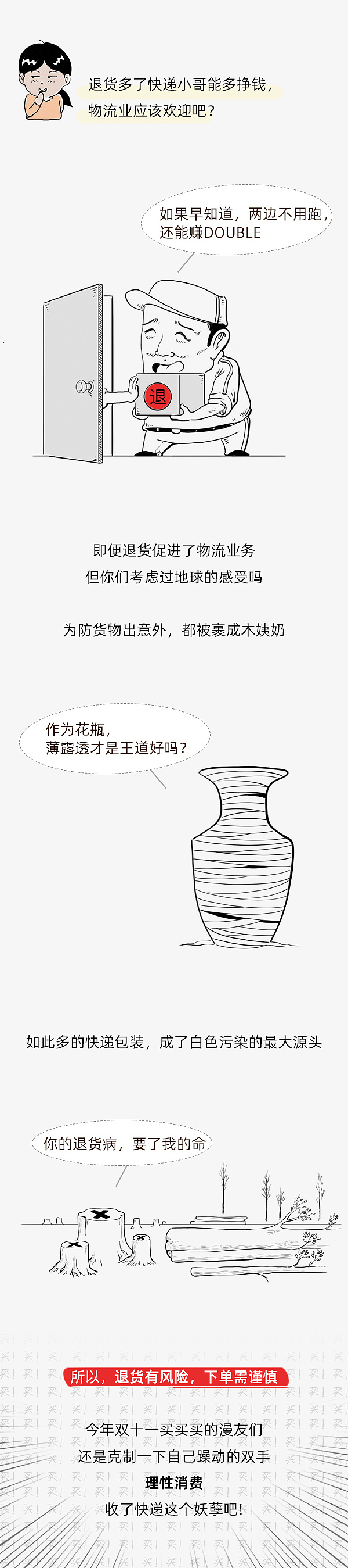双十一退货潮（图ZMTg1NzMxNzk2） - 中/长篇漫画 - 站酷设计师二星rabbit原创素材 - 站酷ZCOOL