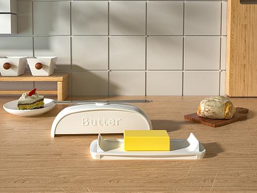 家居类目产品建模渲染效果图黄油盘盒子架子