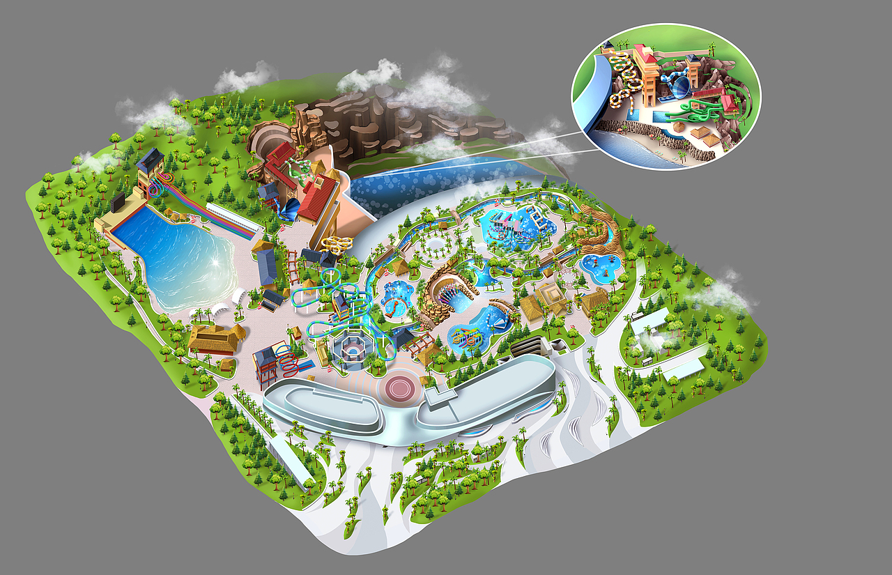 最近画的一些乐园导览地图