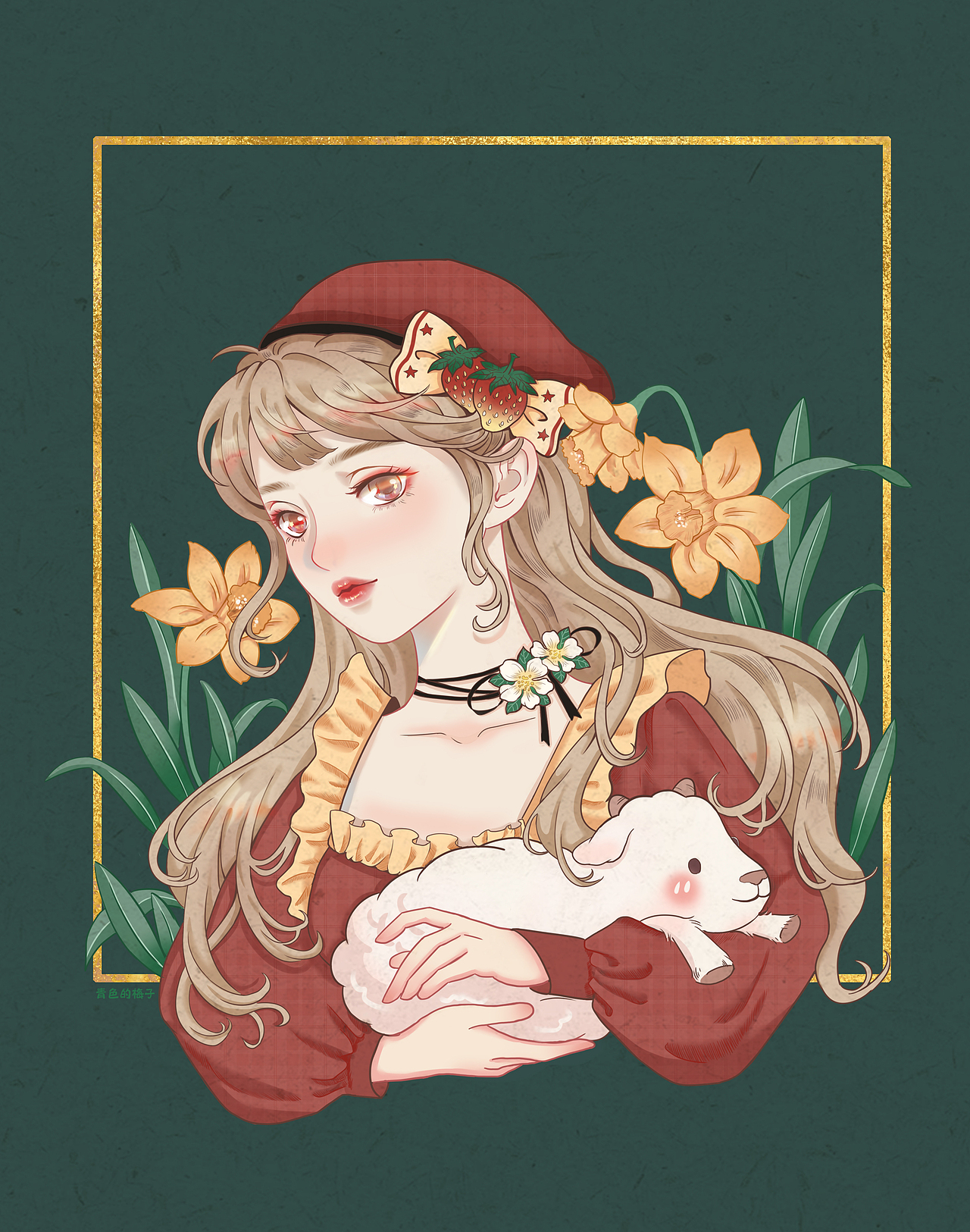 抱羊少女（图ZMjI0MTg5OTQ4） - 创作习作 - 站酷设计师一团柔软的云原创素材 - 站酷ZCOOL