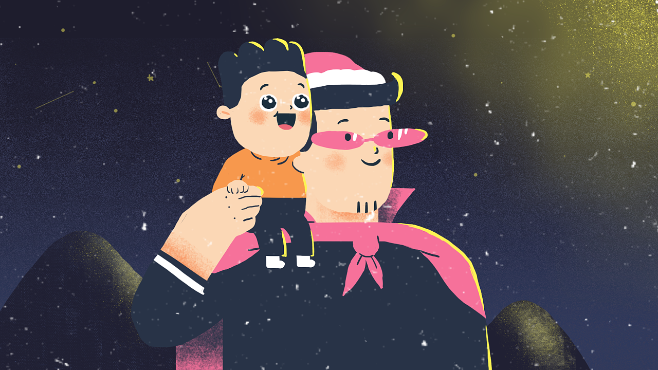 原创短片圣诞父子美术