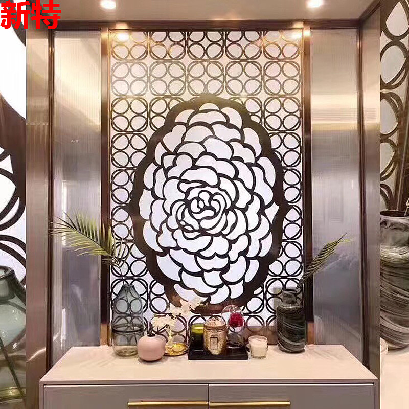 入户玄关别墅铜浮雕屏风