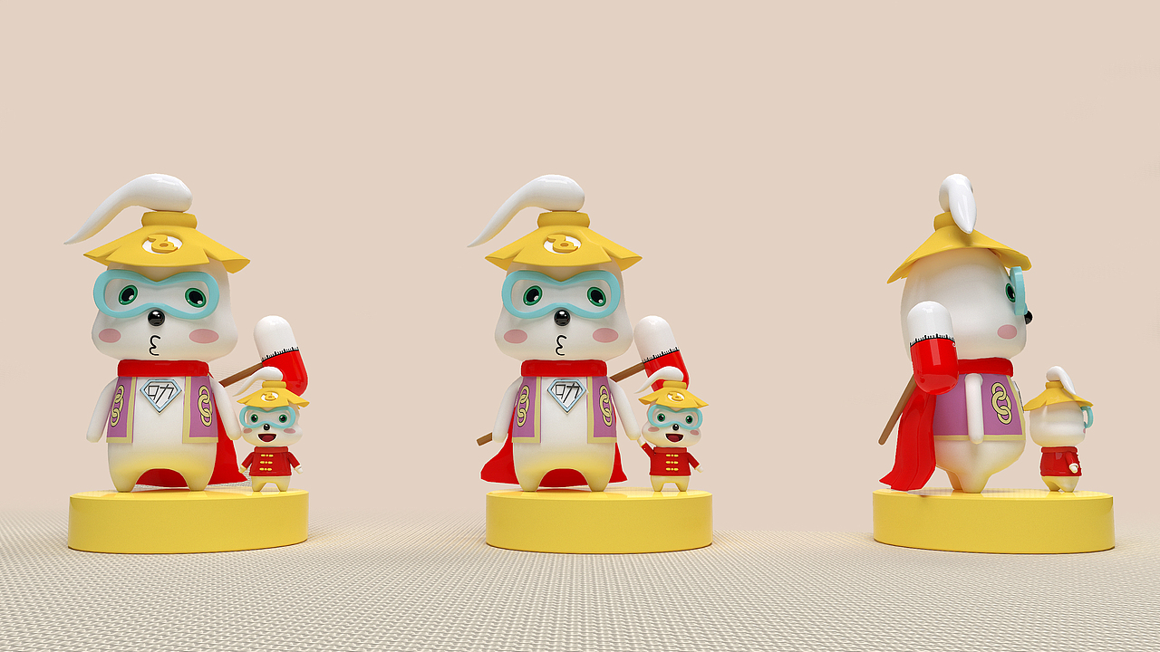 之前公司的IP形象,自己算是还原成3D了吧