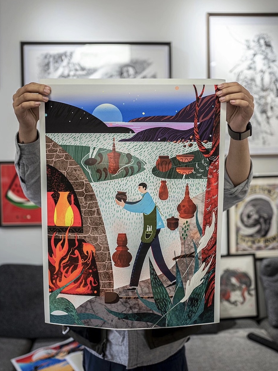 傣陶藝術(shù)家邱以勝個(gè)人品牌插畫（圖ZMjQ1MTMyMDgw） - 商業(yè)插畫 - 站酷設(shè)計(jì)師阿蚌Boom原創(chuàng)素材 - 站酷ZCOOL