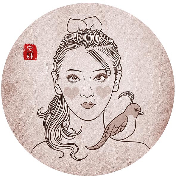 史辉的个性很慢，喜欢简单，所以我选择简单的线条和淡色来勾勒她。
