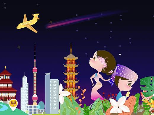 旅游插画海报