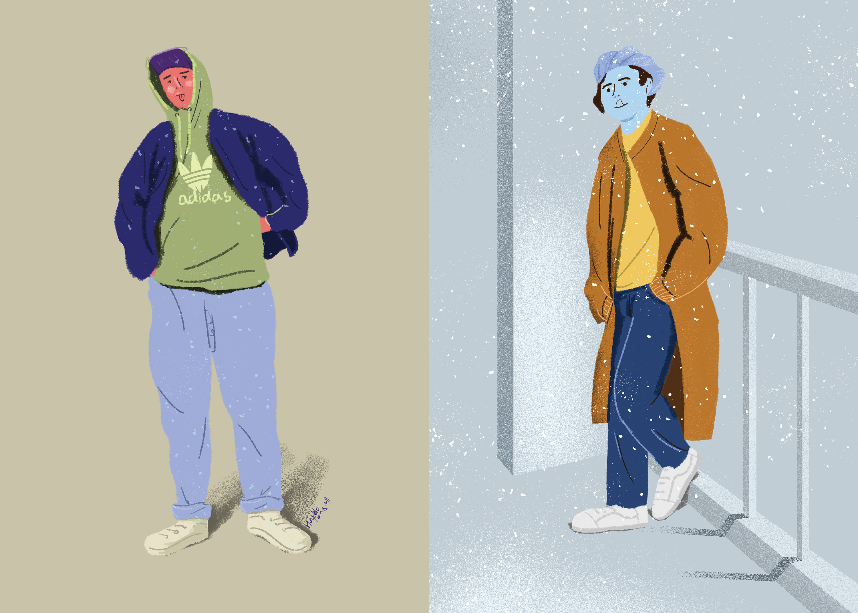 108吐舌平面人物插画系列20