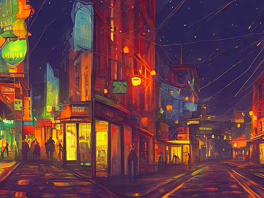 #AI创作实验室#老街夜景