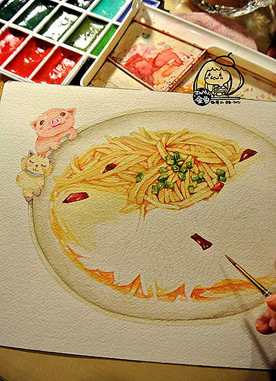 金鱼手绘美食——酸辣土豆丝