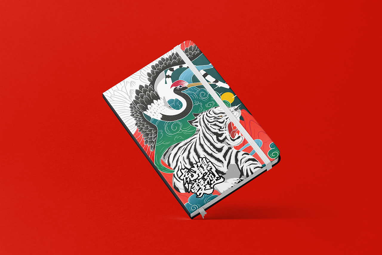 国潮风插画 虎与鹤（图ZMjA3MTY0NzQ4） - 创作习作 - 站酷设计师怎得不见你身影原创素材 - 站酷ZCOOL