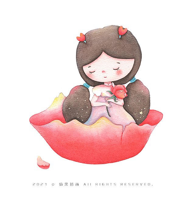 精靈女孩與花兒系列原創(chuàng)水彩插畫（圖ZMjY2NDAxNjAw） - 商業(yè)插畫 - 站酷設(shè)計師茹果插畫原創(chuàng)素材 - 站酷ZCOOL