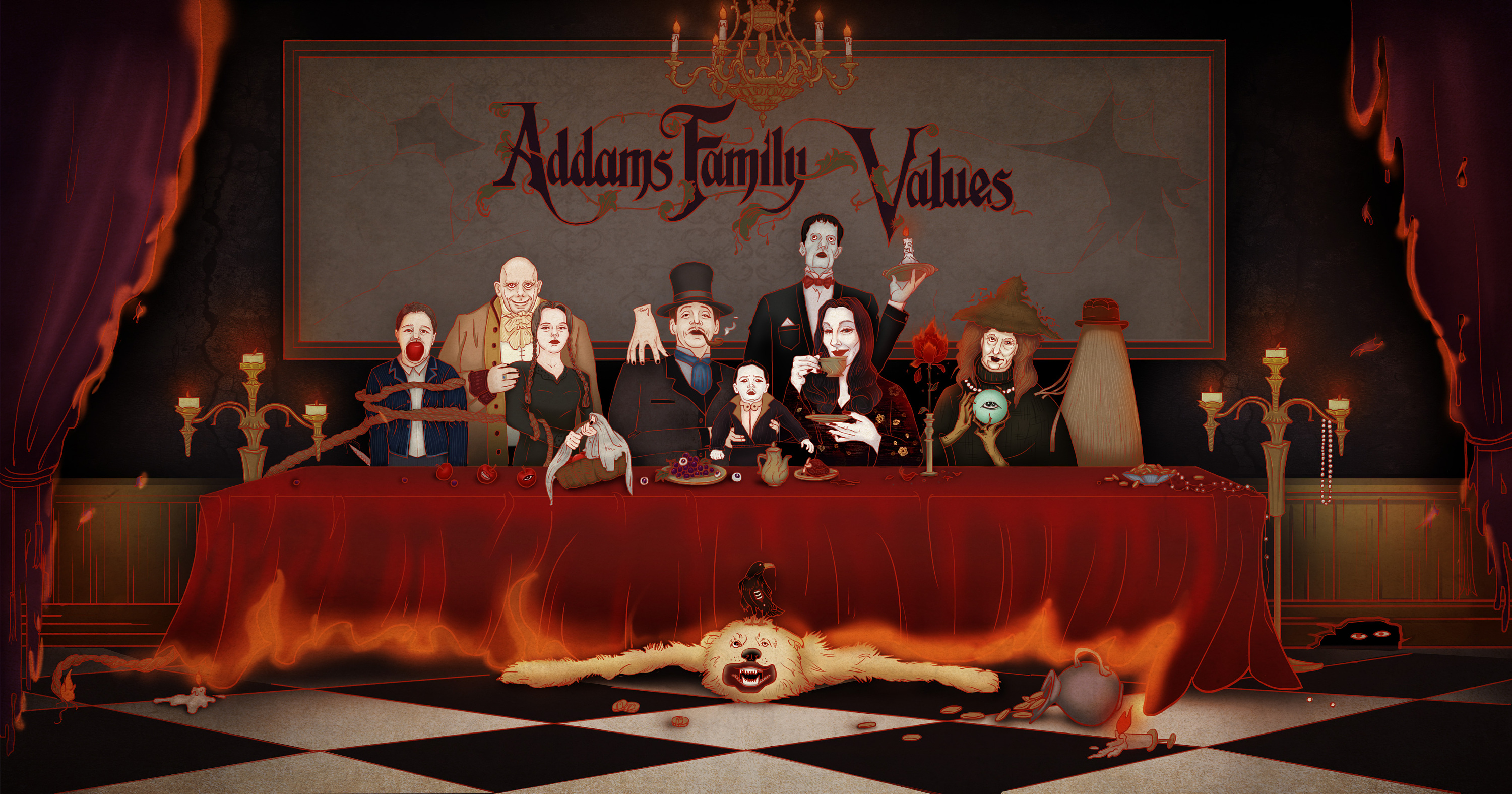 插画练习亚当斯一家