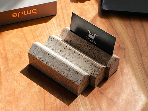 初牛纯手工水磨石名片座卡片夹