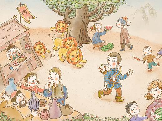 儿童插画-《施氏食狮史》配图