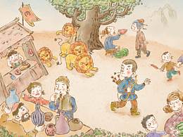 儿童插画-《施氏食狮史》配图