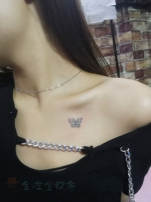 锁骨小清新蝴蝶纹身文身金左堂纹身河南安阳tattoo