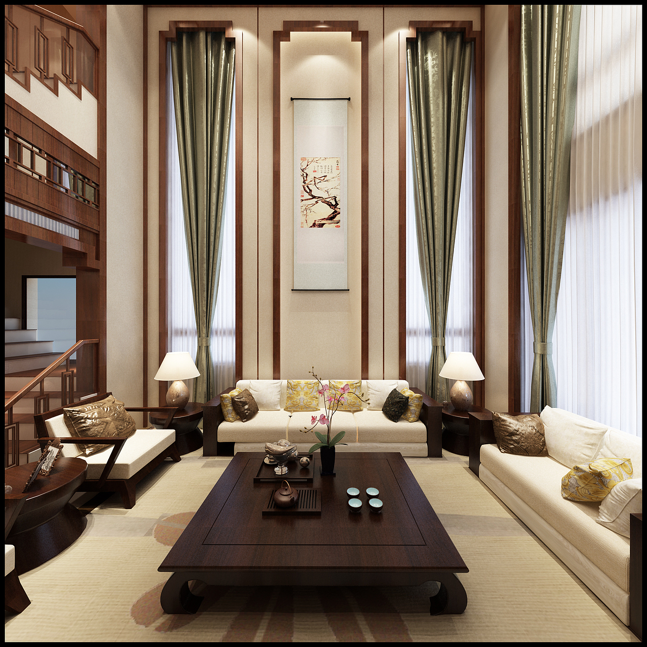 中式风格320㎡-以简驭繁,写意雅致品质空间!（图ZMjE4MTI1Mzky） - 家装设计 - 站酷设计师一支孤独的浪花原创素材 - 站酷ZCOOL