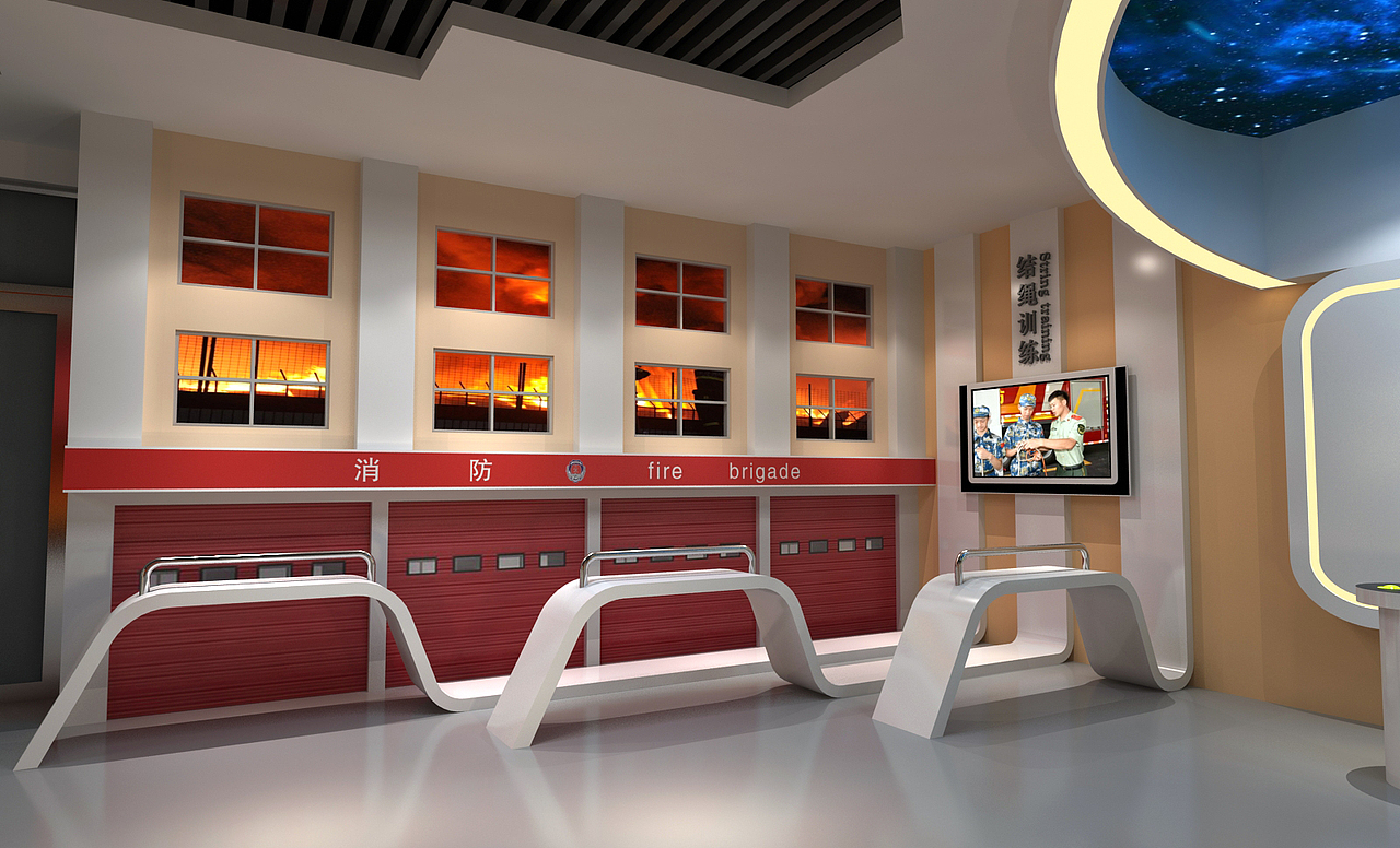 37举报172分享原创作品空间展陈设计消防交通安全展厅人防民防宣传