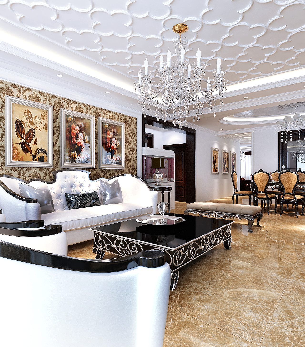 盘锦楚航装饰《霞光府学府院》160平简欧风格装修案例