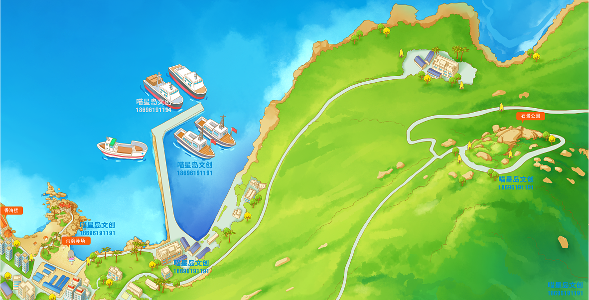 外伶仃岛旅游手绘地图