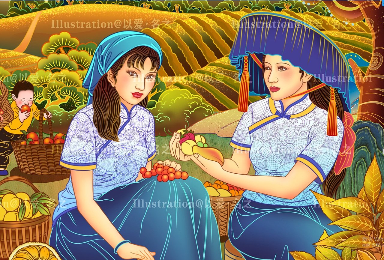 客家文化主题包装插画