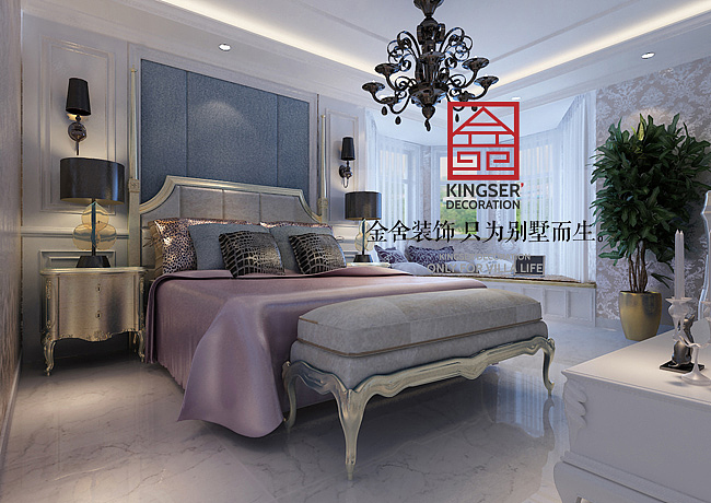 居住者为一家三口和一位老人,考虑到是三代同住,老人喜欢明亮简洁一些,而年轻的两口喜欢带些欧式线条和现代感强一些的感觉,为此在风格方面定位是后现代感觉,设计中运用了欧式一些太阳线线条,搭配现代材质的欧式花纹的壁纸相结合,硬包石材吧台体现了业主时尚 大气的气质,地面、顶面使用斜拼花黑白色调,给人强烈的现代感,沙发是米白色温馨色调软皮沙发,整体客餐厅看上去很温馨时尚。