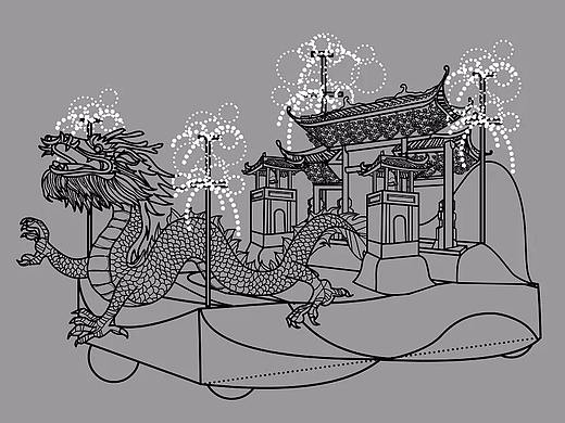 古建筑、传统文化类型线稿